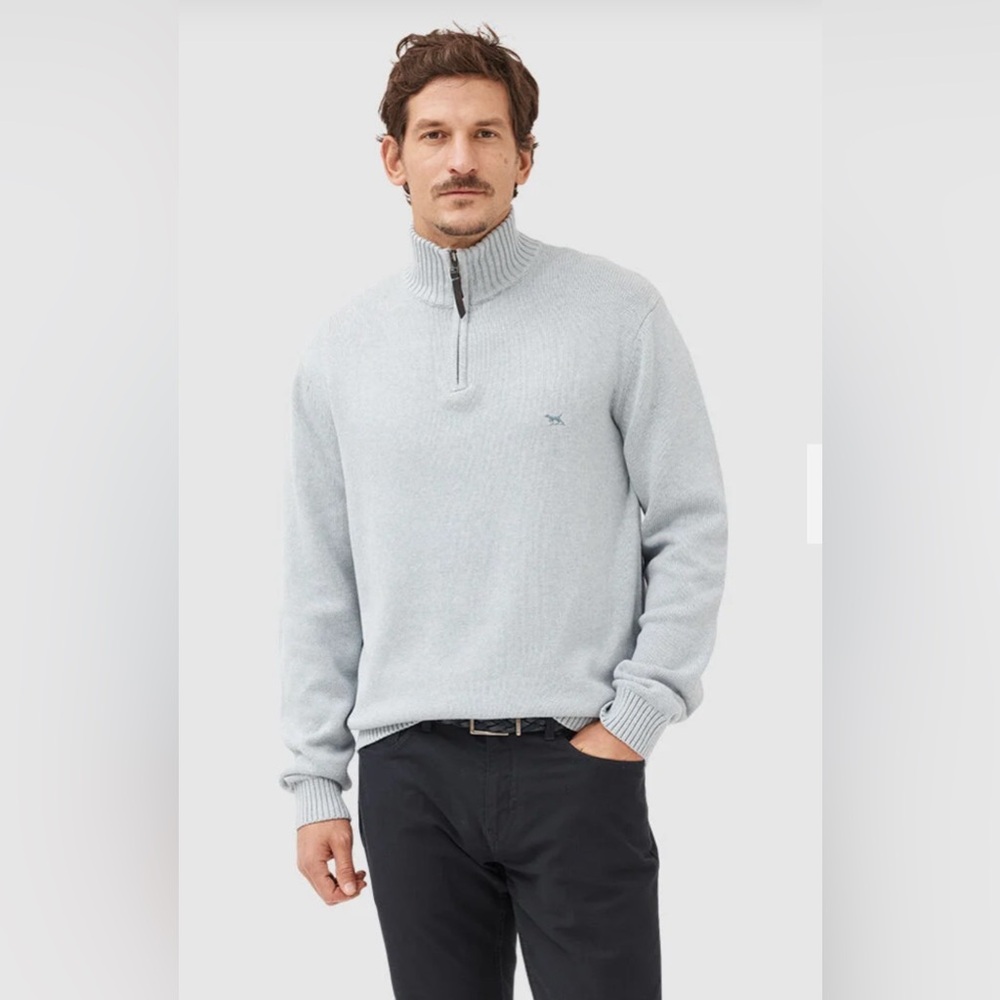 New! Rodd & Gunn‎ Merrick Bay 1/4 Zip Sweater in Sky Blue XL  $128